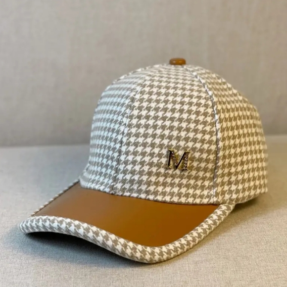 Houndstooth Fleece Baseball Caps - Picture 2 of 4